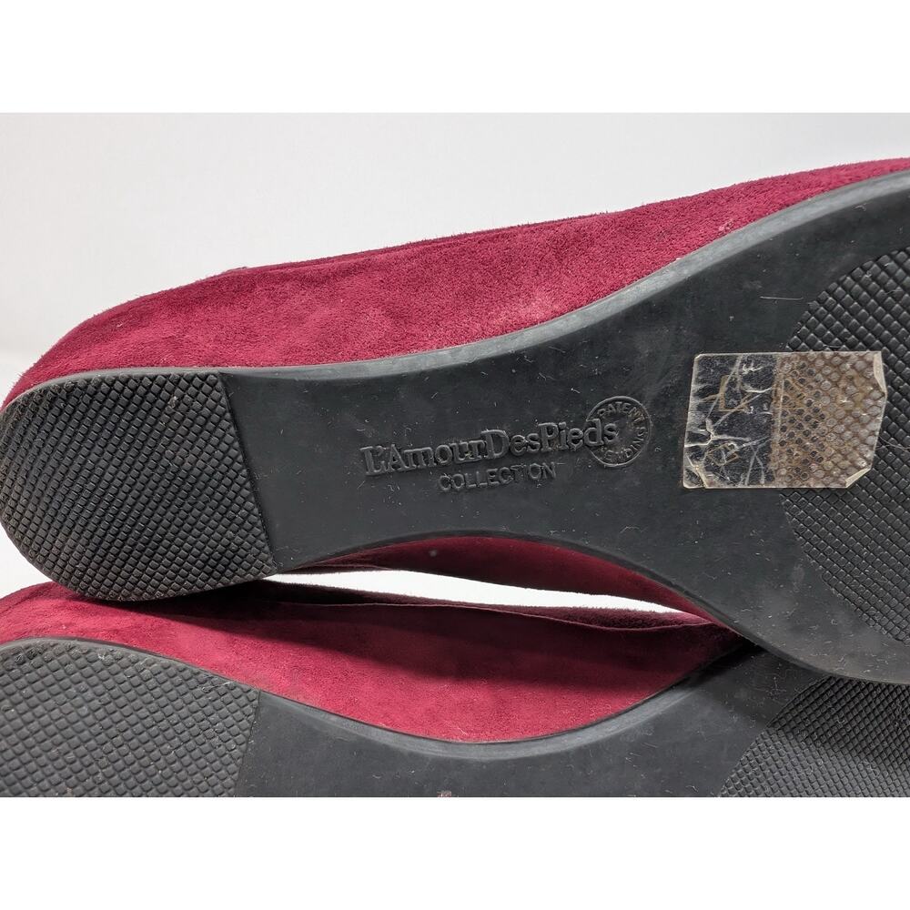 L'Amour Des Pieds Shoes Burgundy Suede Lace Up Benham Heels Women's Size 7 - Picture 10 of 11